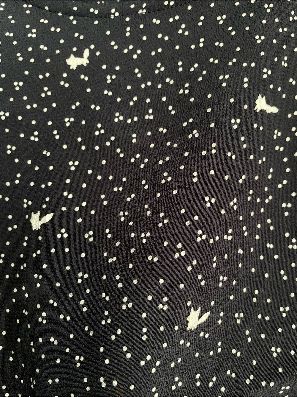 DES PETITS HAUTS Black Long Sleeve Peplum Button Top with White Micro Print - Picture 5 of 15
